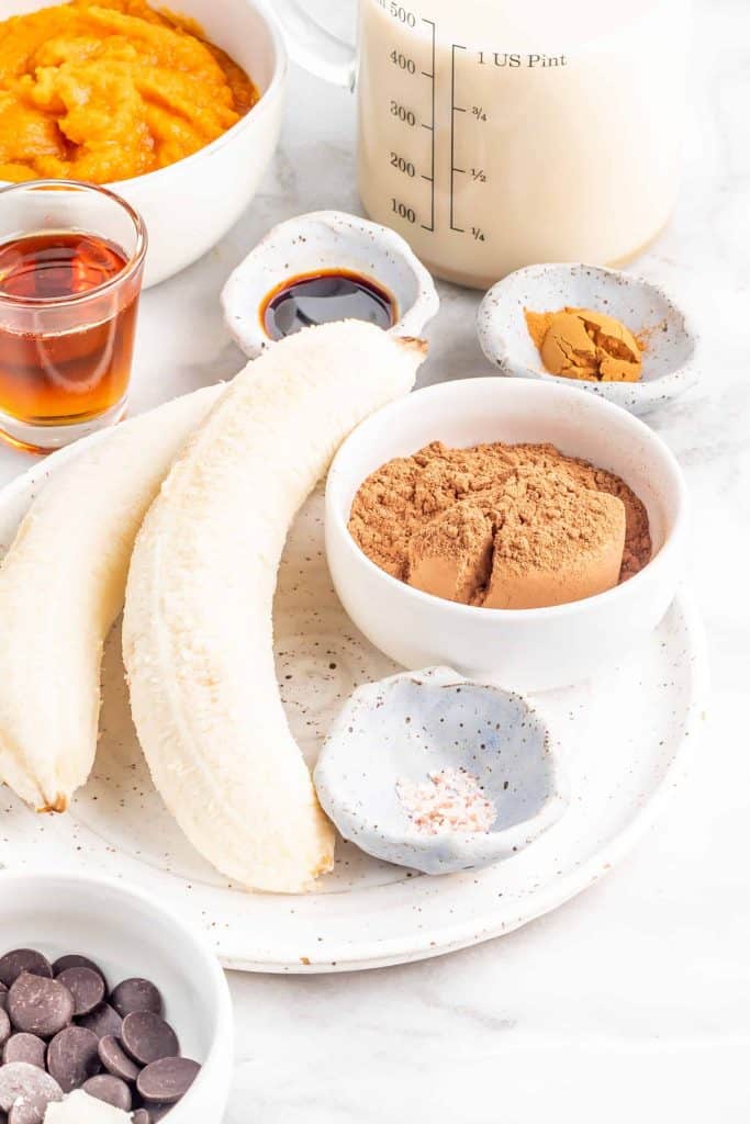 Ingredients for Chocolate Pumpkin Milkshake