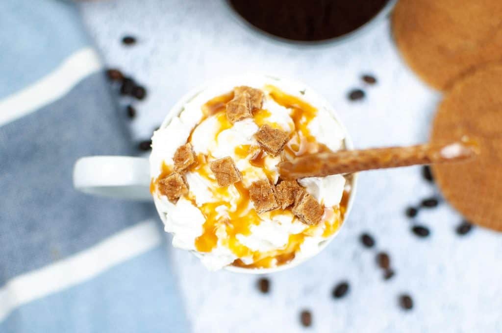 Overhead view of creme brûlée