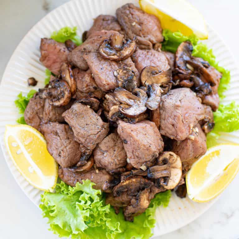 Overhead view of Air Fryer Steak
