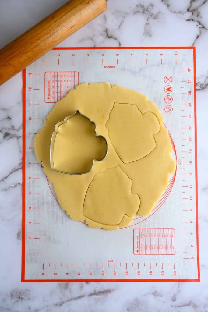Cutting out sugar cookies.