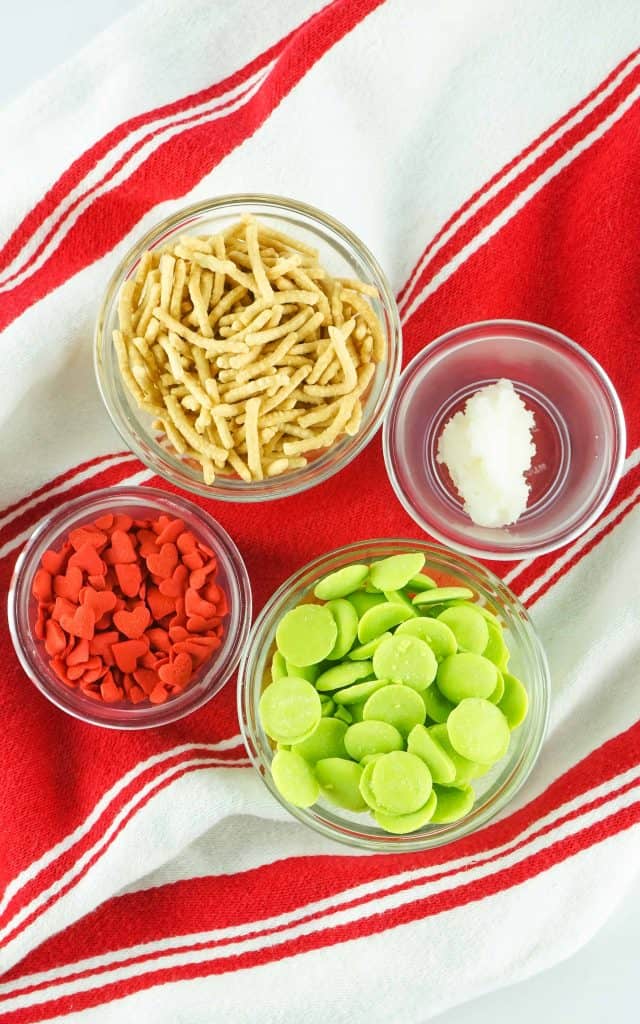 Ingredients for Grinch Haystack Cookies