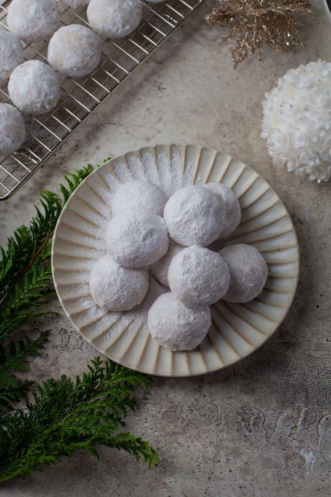 Overhead view of of Snowball Cookies