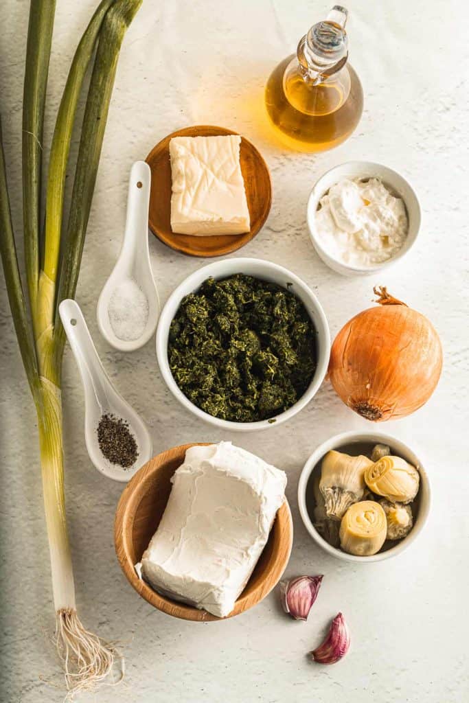 Ingredients for Spinach Artichoke Dip