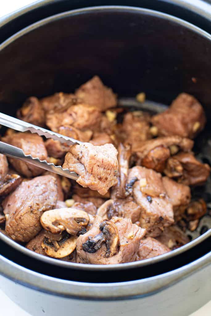Steak bite hot out of the air fryer.