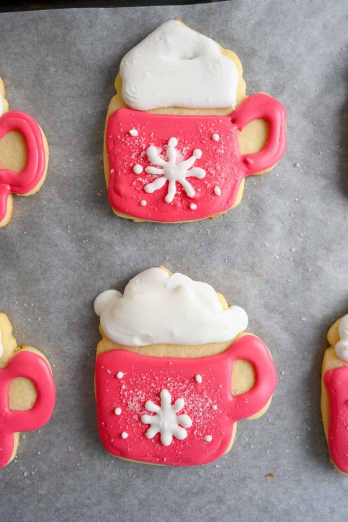 Closeup of decorated sugar cookies