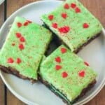 Overhead view of Grinch Brownies