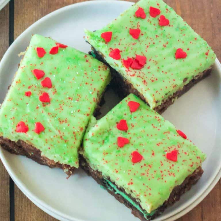 Overhead view of Grinch Brownies