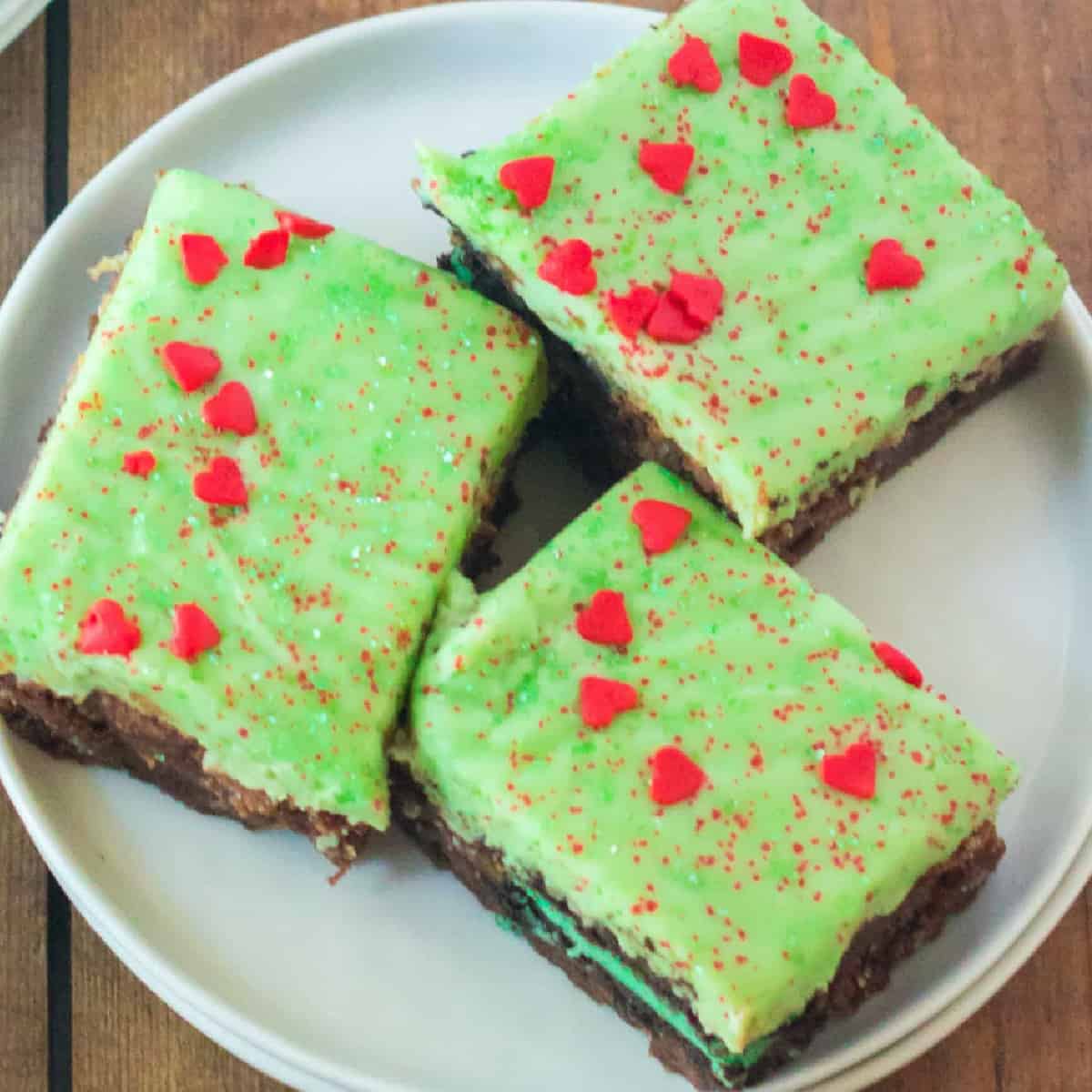 Overhead view of Grinch Brownies