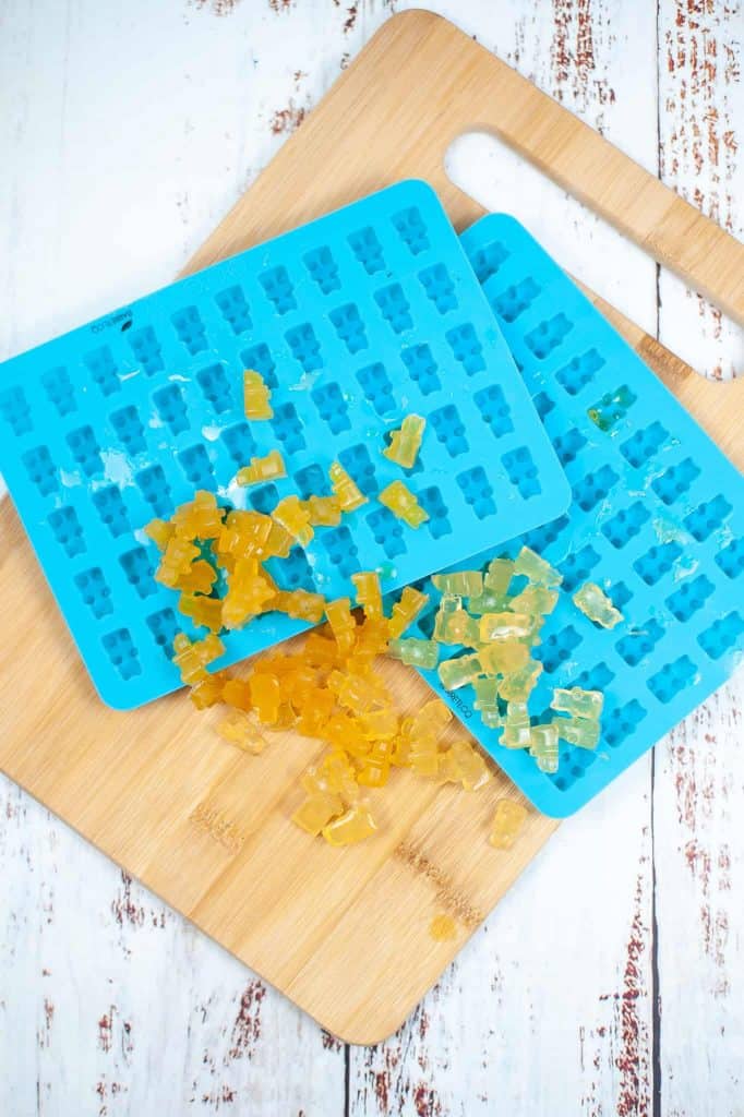 Gummy bears out of molds.