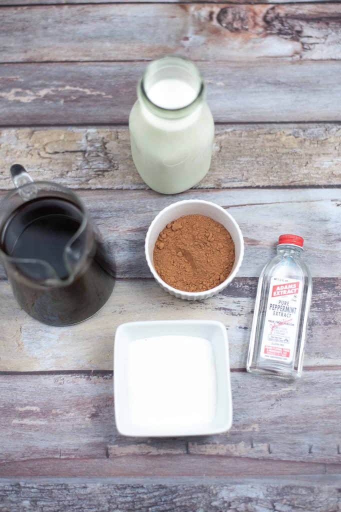 Ingredients for Peppermint Mocha Recipe.