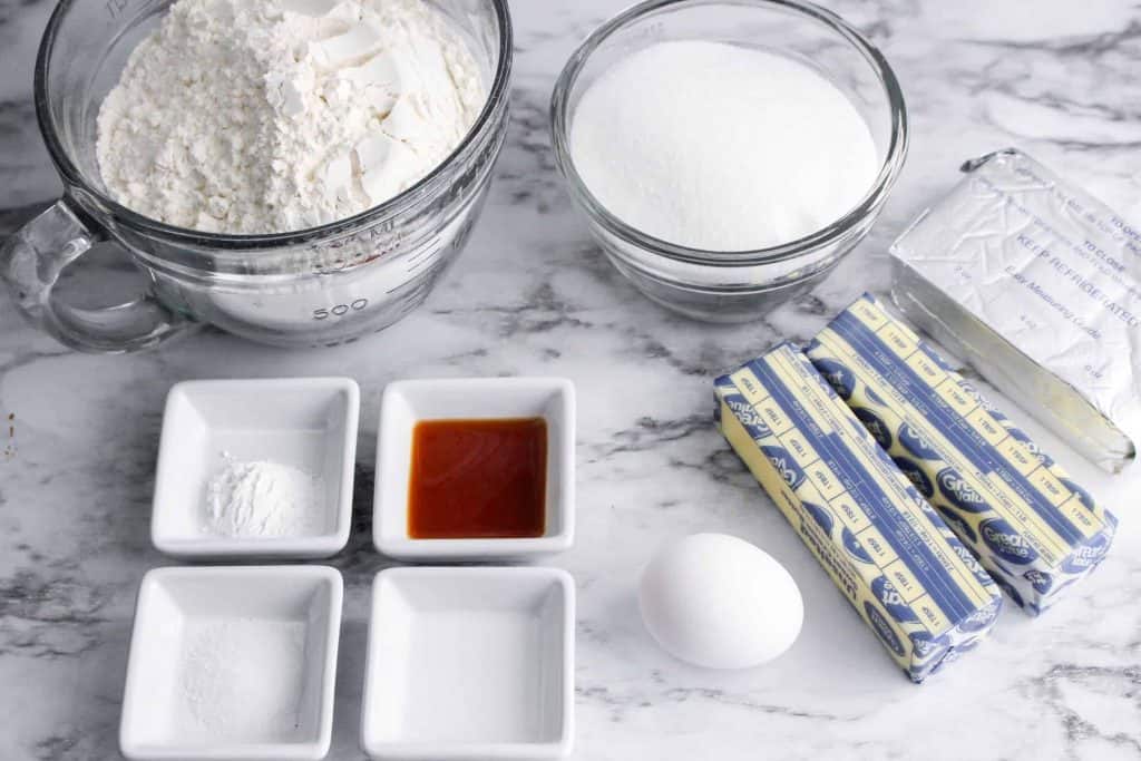 Ingredients for cream cheese cookies