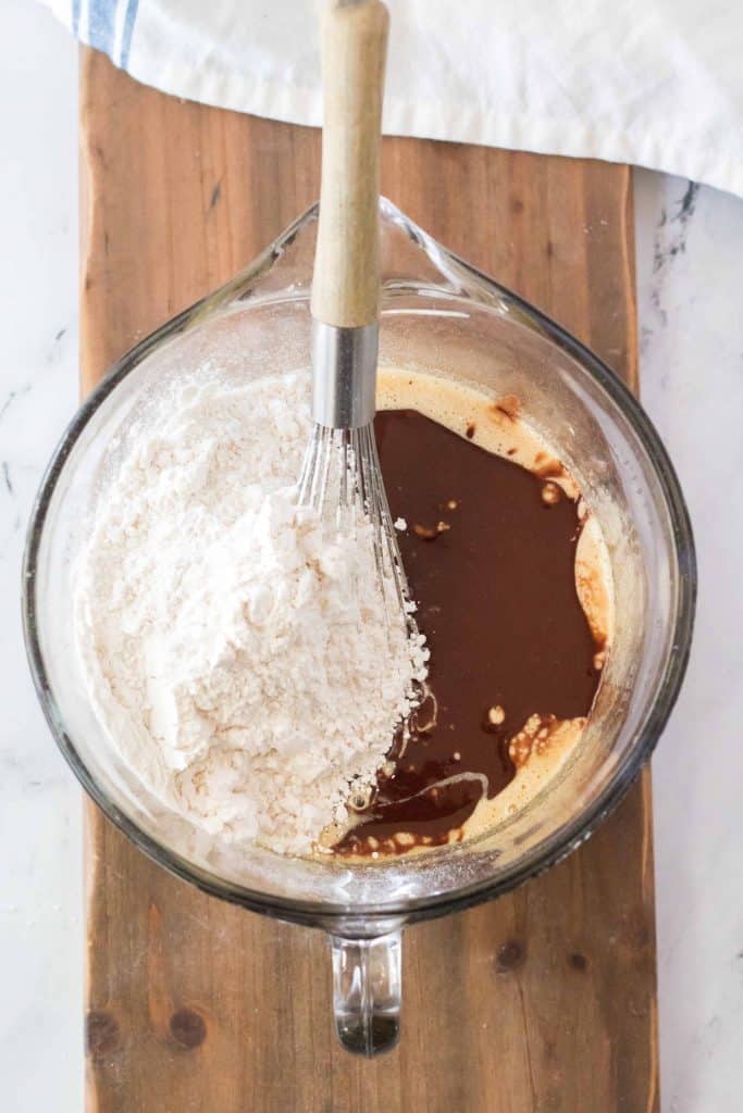 Mixing brownie batter