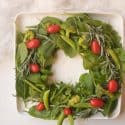 Overhead view of salad wreath.