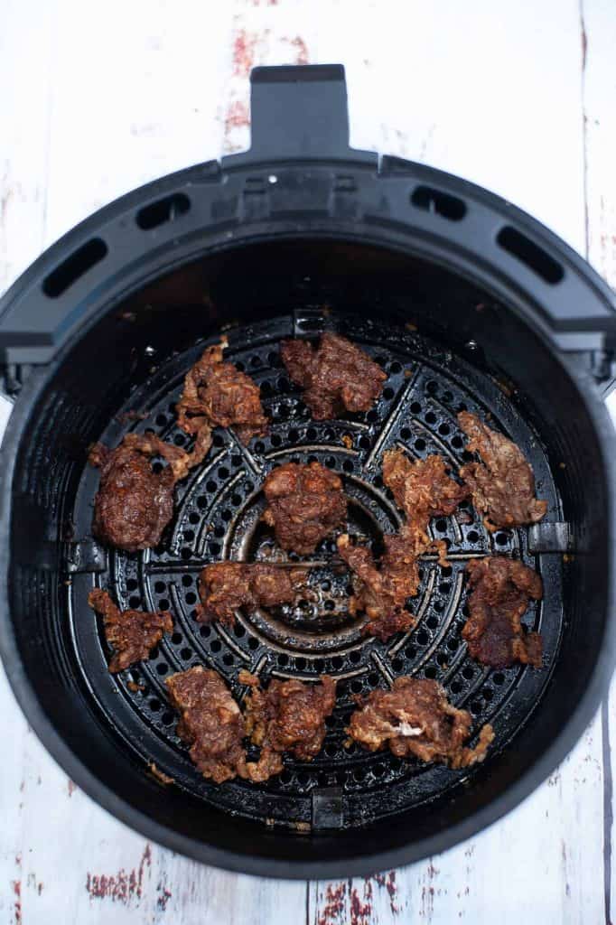 Beef in air fryer basket