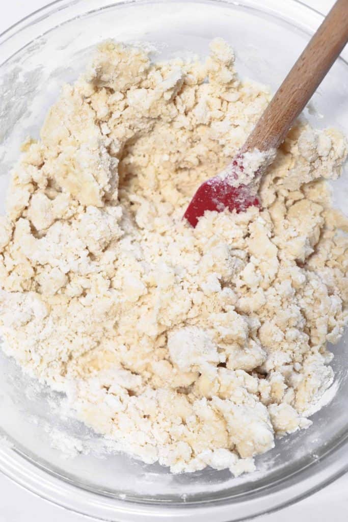 Cookie dough in a glass bowl.