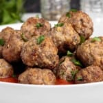 Head on photo of Air Fryer Turkey Meatballs with Spinach