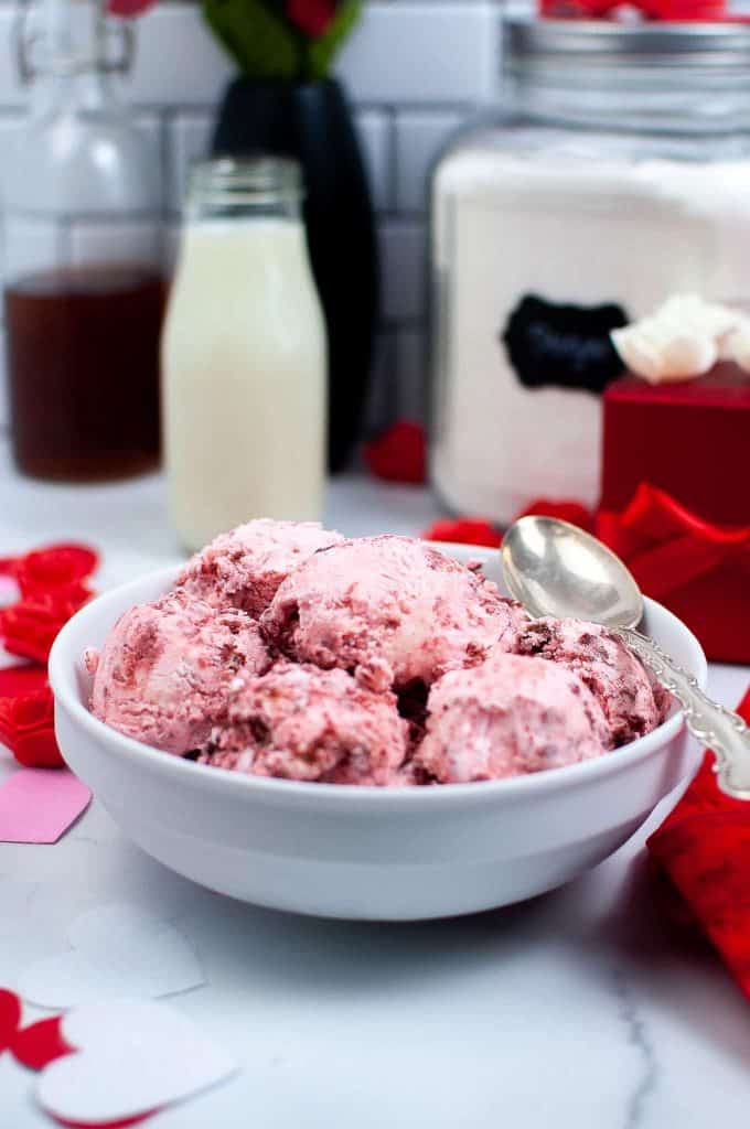 Head of red velvet ice cream.