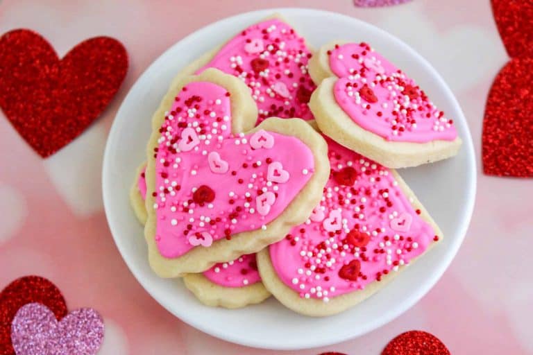 Overhead view of Valentines Sugar Cookies
