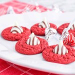Red velvet cookies with kisses.