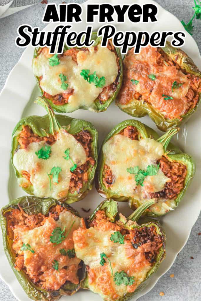 Air fryer stuffed bell peppers pin.