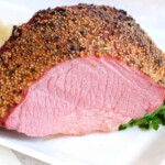 Close-up of air fryer corned beef