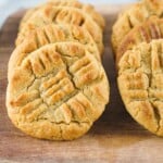 Closeup of air fryer peanut butter cookies.