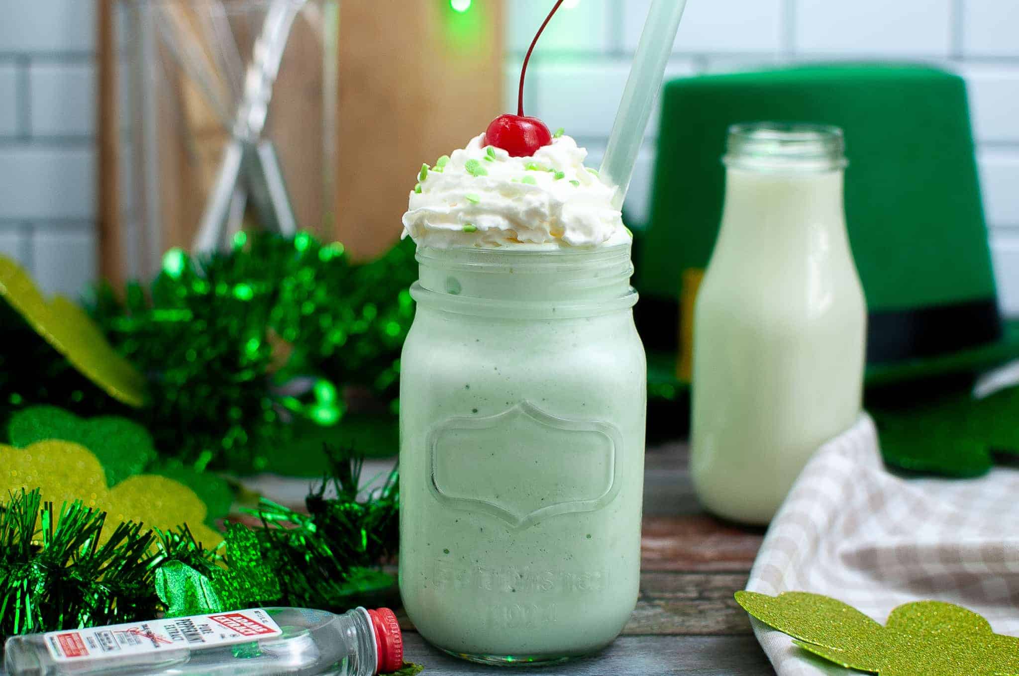 Head-on photo of McDonald's Shamrock Shake Copycat version