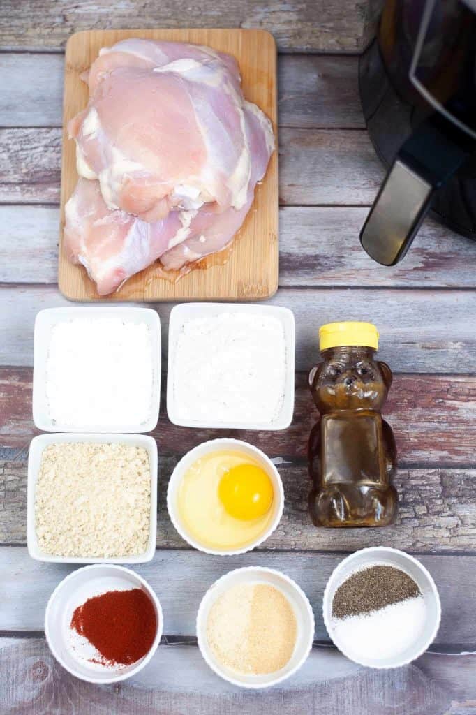 Ingredients for honey glazed chicken thighs.