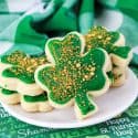 Plate of shamrock cookies