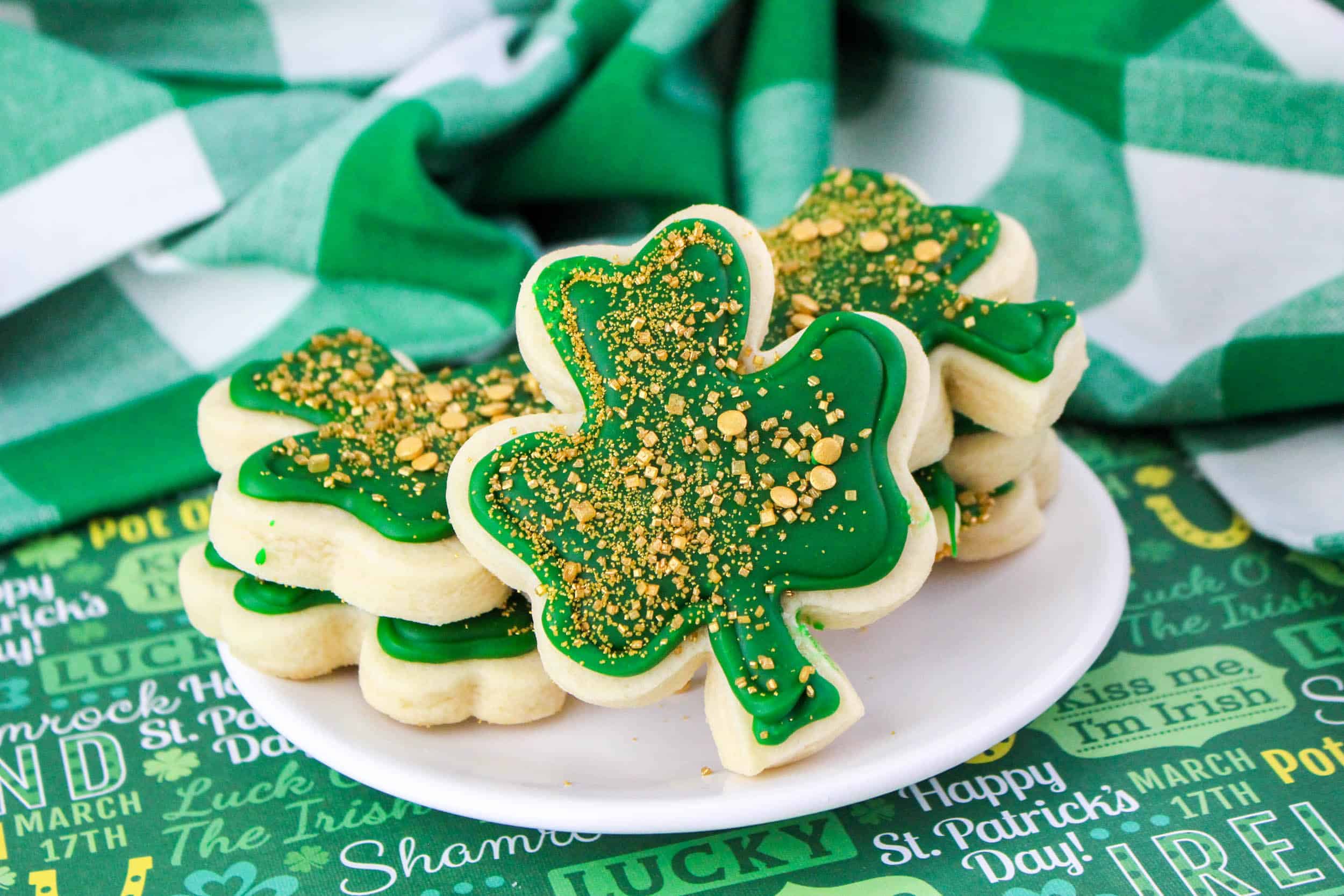 Plate of shamrock cookies