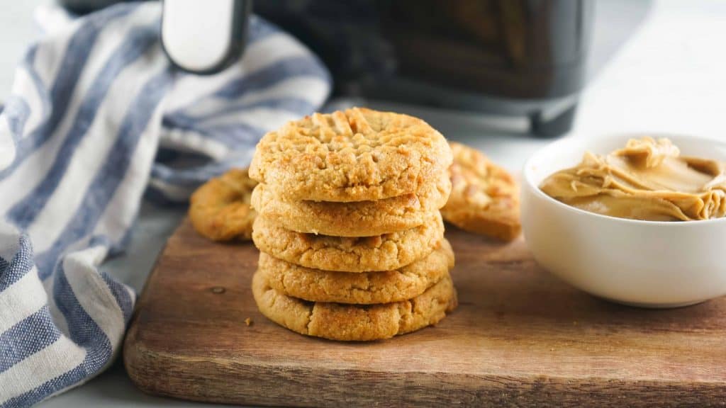 Stack of peanut butter cookies.