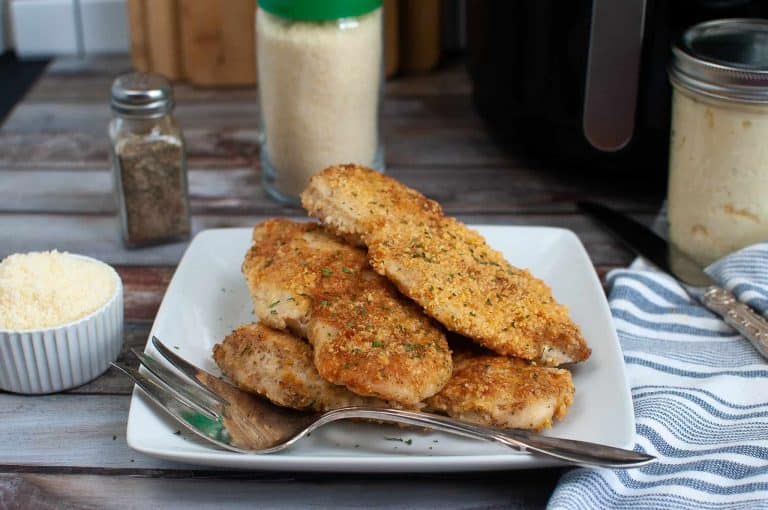Air fryer parmesan mayonnaise crusted chicken.