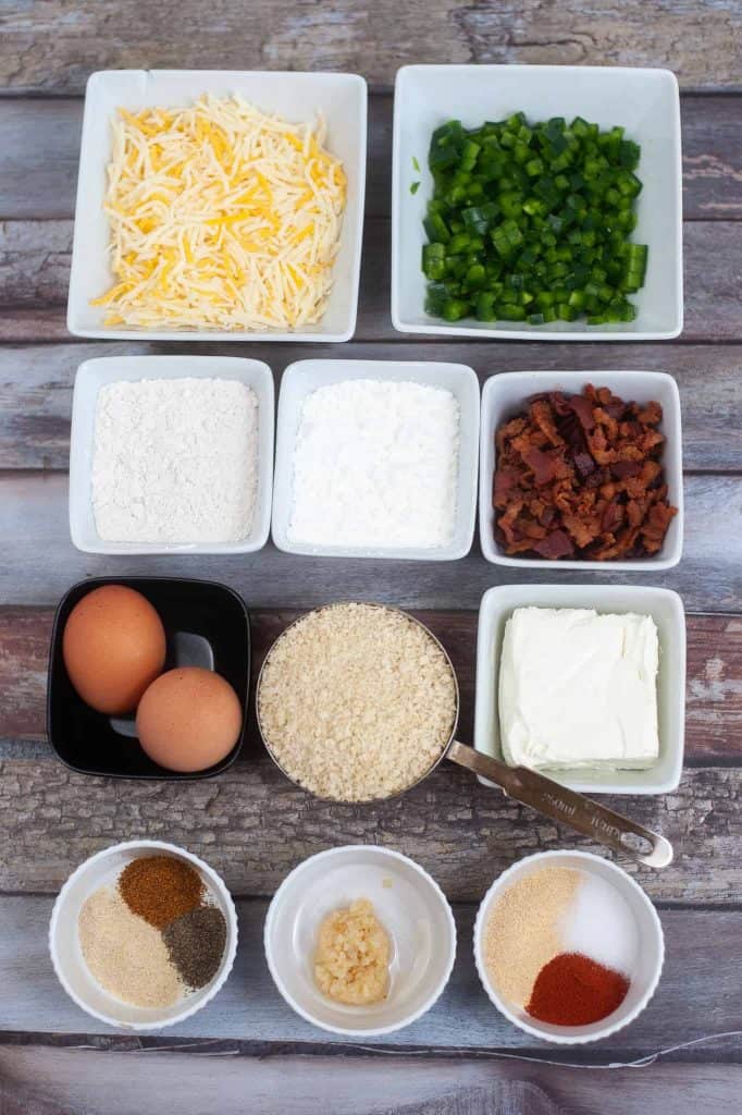 Ingredients for jalape&ntilde;o air fryer popper bites.