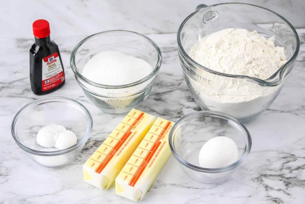 Ingredients for Sugar Cookies