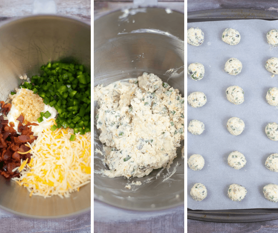 Steps for making air fryer jalape&ntilde;o popper bites.