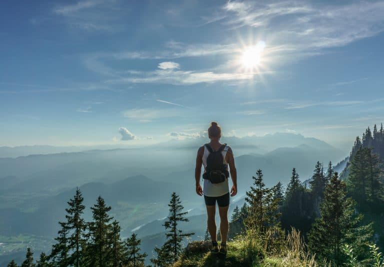 Woman hiking alone