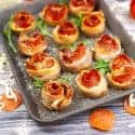 Air Fryer Pizza Roses on a Baking Sheet