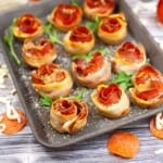 Air Fryer Pizza Roses on a Baking Sheet