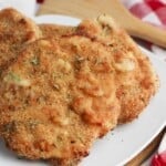 Air Fryer Pork Chops on a white plate.