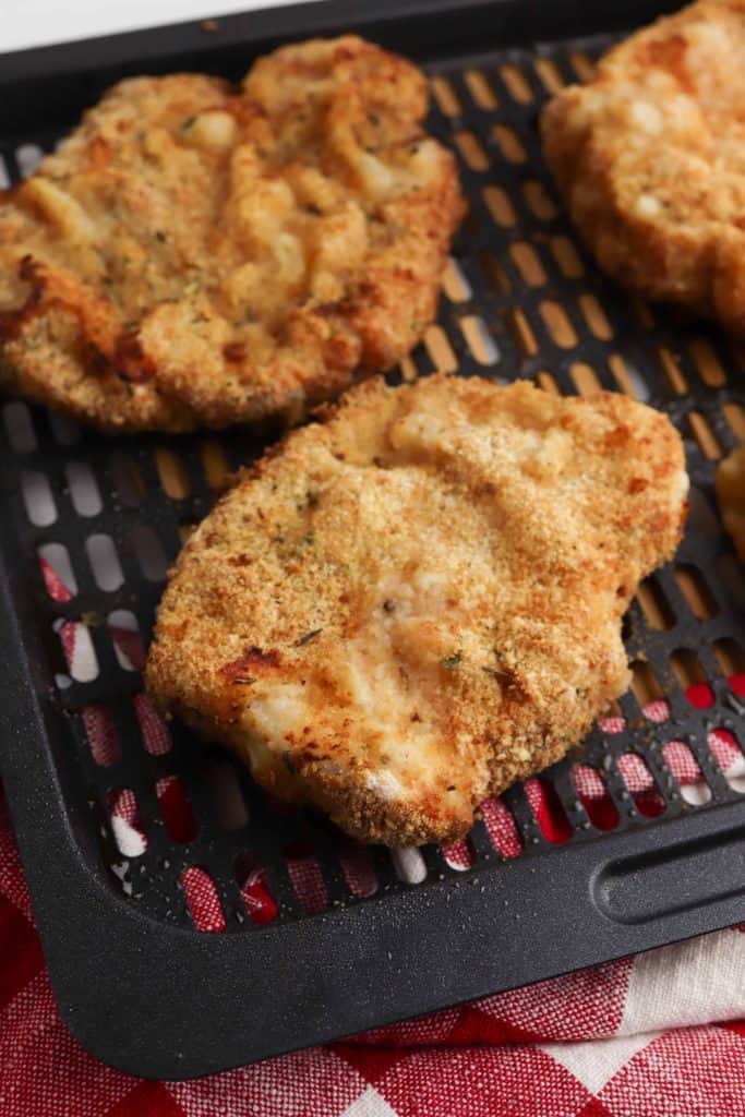 Breaded Pork Chops on Air Fryer Tray