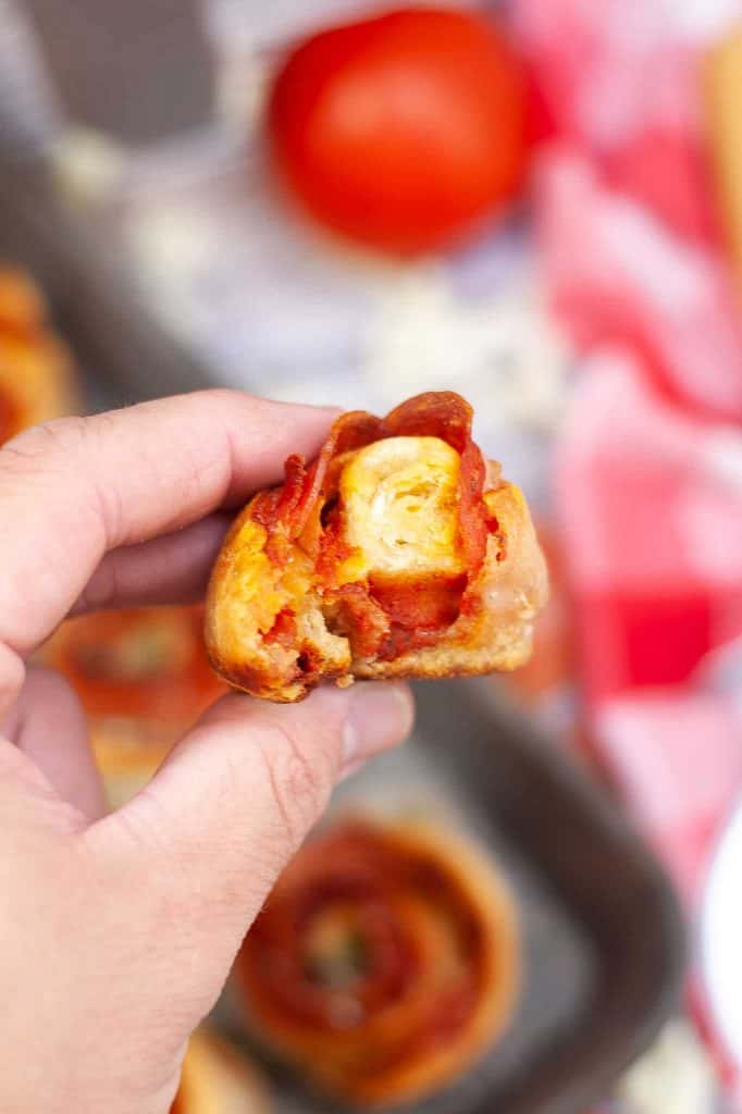 Closeup of air fryer pizza rose