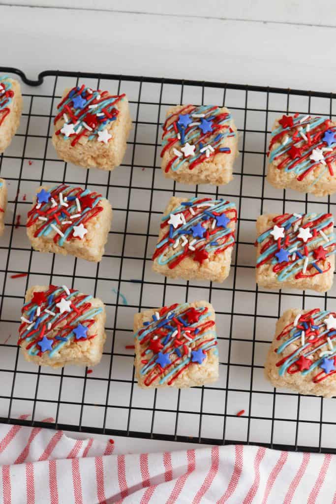 4th of July treats on a wire rack.