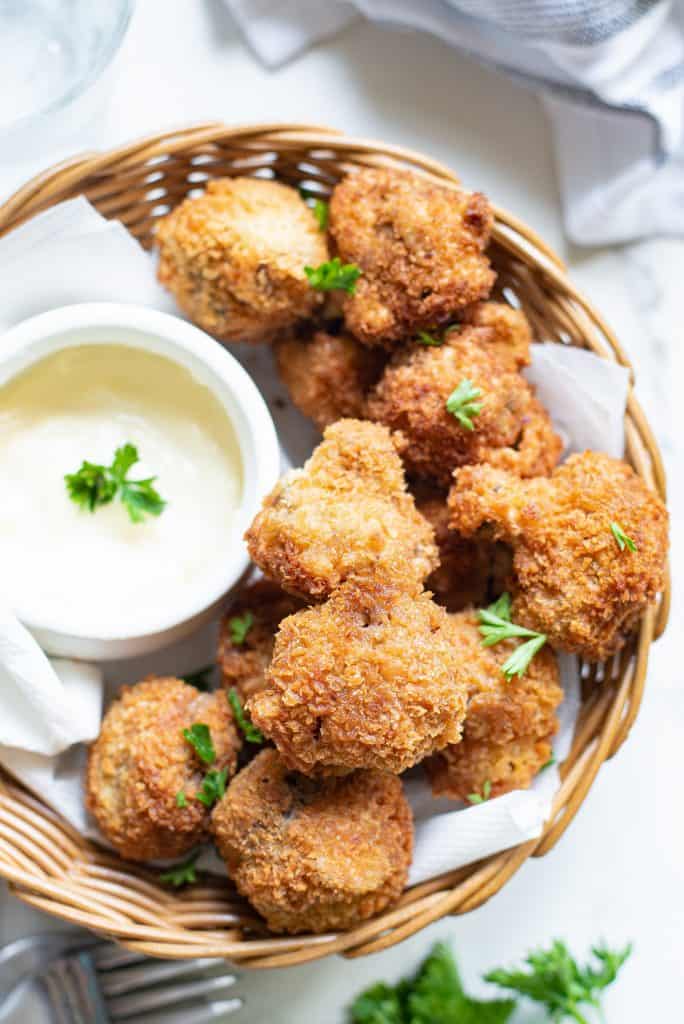 Basket of fried mushrooms