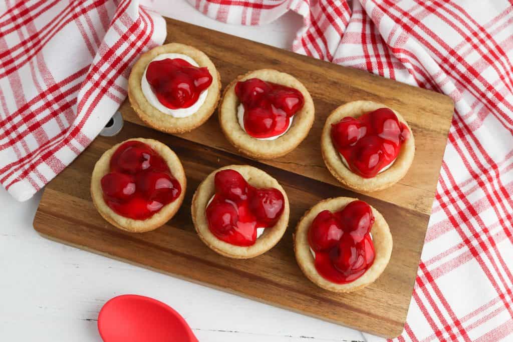Overhead view of Cherry Cheesecake Cookie Bites
