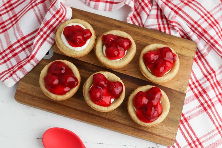 Overhead view of Cherry Cheesecake Cookie Bites