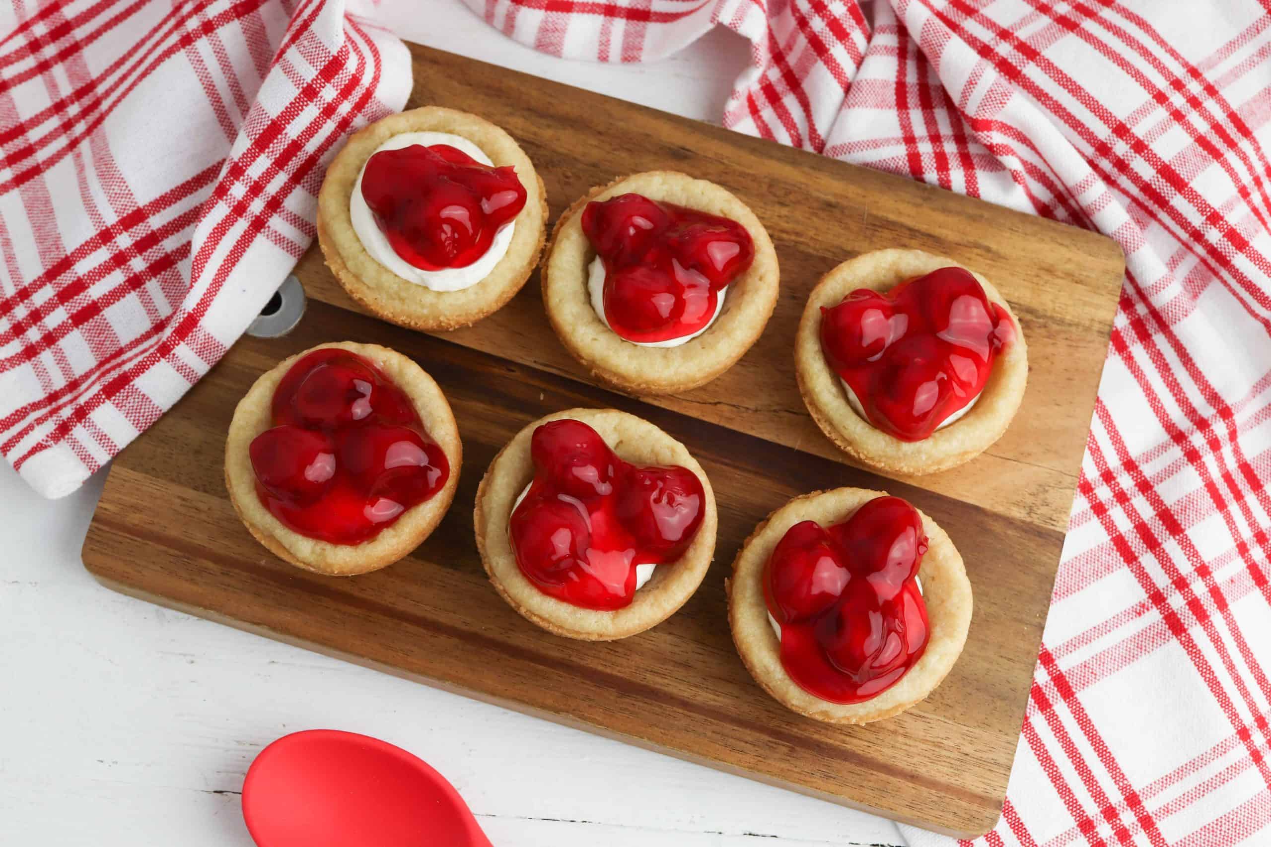 Overhead view of Cherry Cheesecake Cookie Bites
