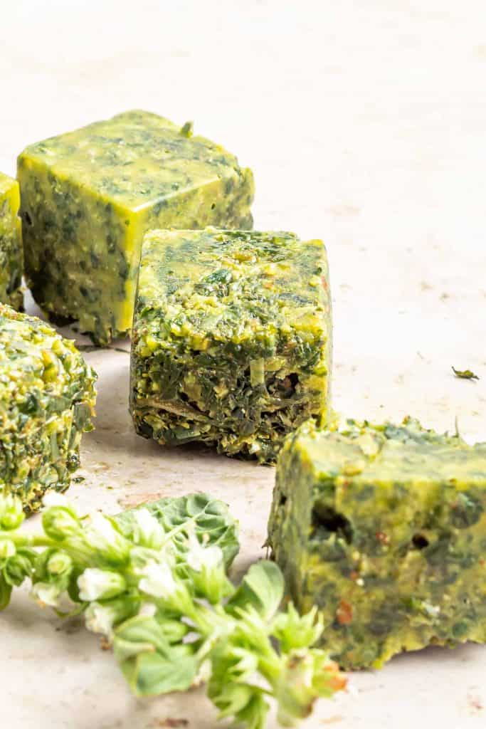 Frozen pesto cubes