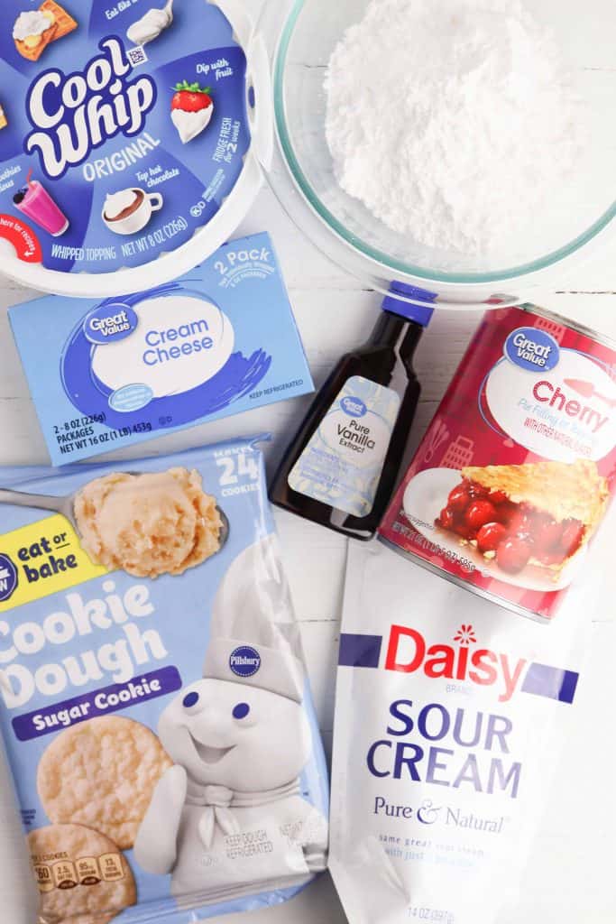 Ingredients for Cherry Cheesecake Cookie Cups