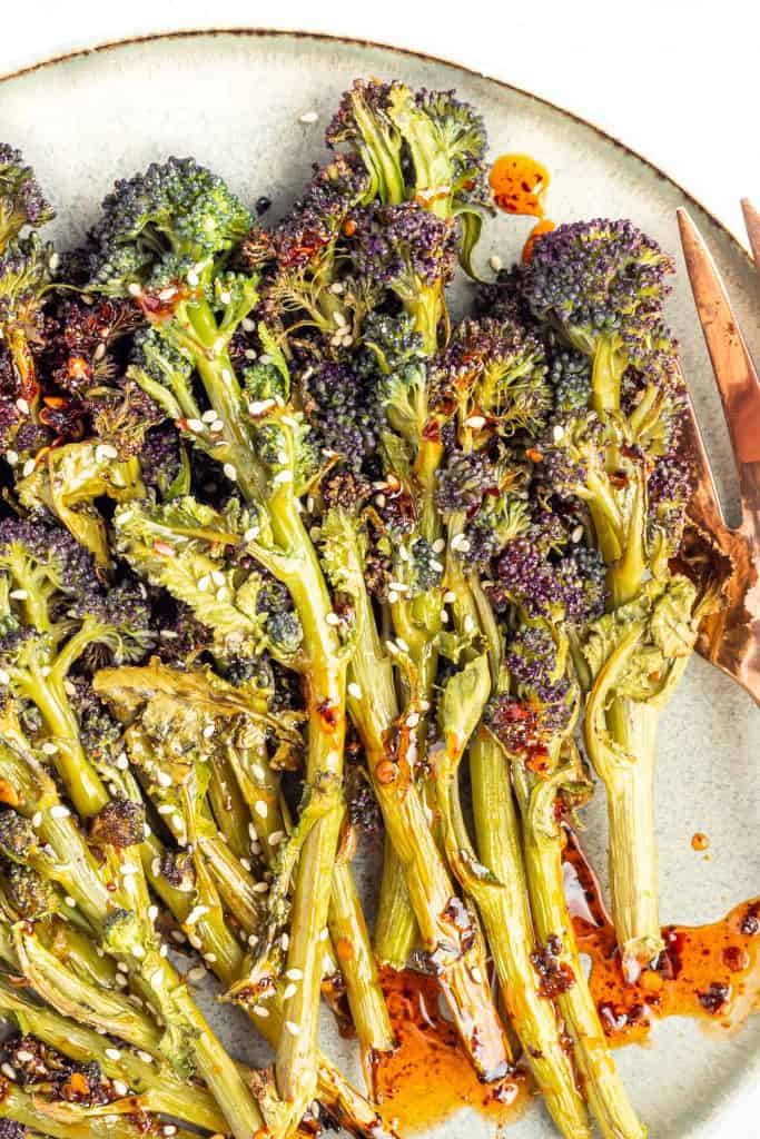 Sesame Roasted Broccoli on a plate.