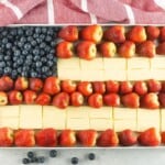 Red, white and blue fruit and cheese platter.